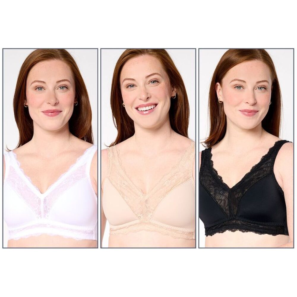 Breezies Women's Bra Sz S Soft Support Lace Wirefree Multi-colored